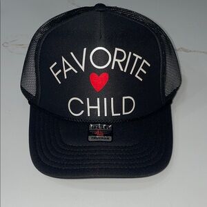 Favorite Child Black Trucker Hat with Red Heart